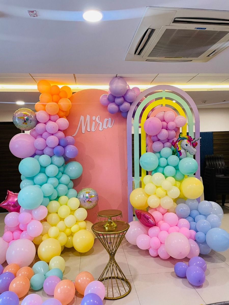 Pastel Rainbow Unicorn Themed Birthday Backdrop