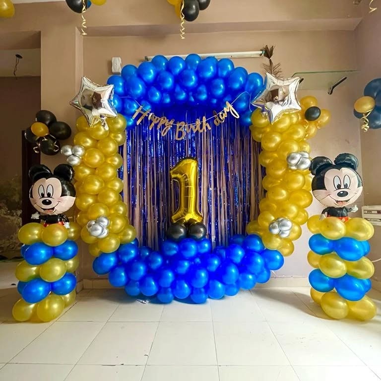 Mickey Mouse 1st Birthday Balloon Setup