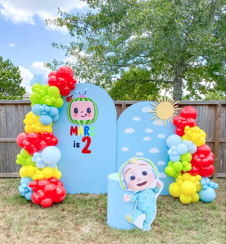 Cocomelon Themed 2nd Birthday Balloon Backdrop