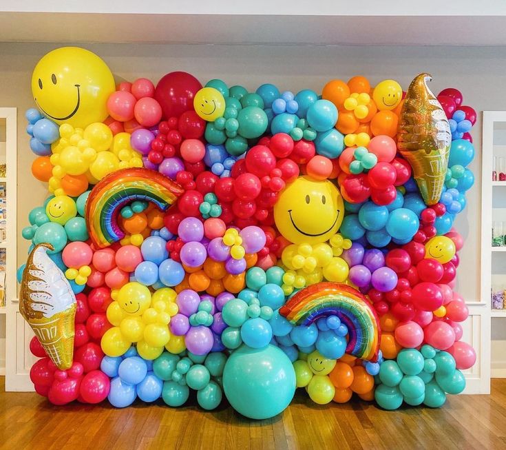 Rainbow Smiley Wall Backdrop