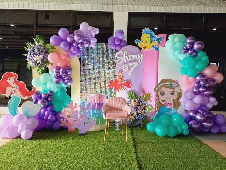 Under the Sea  Mermaid Themed Birthday Backdrop