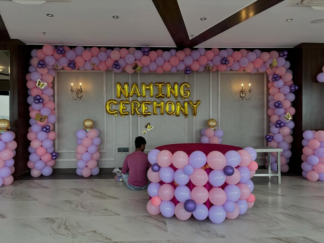 Elegant Naming Ceremony Balloon Décor