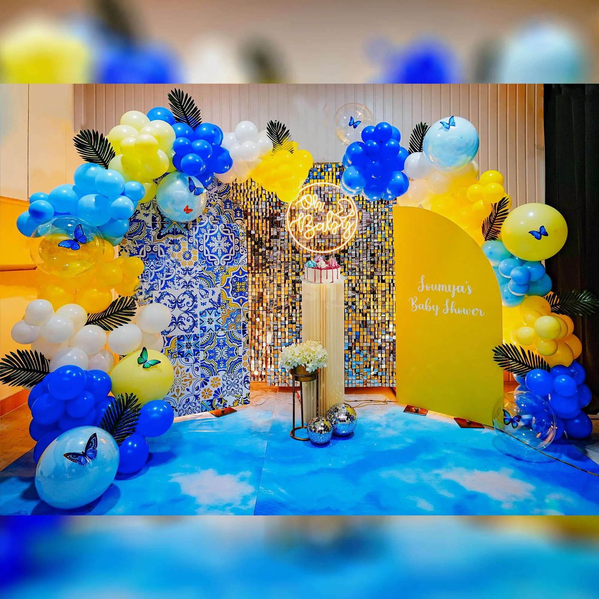 Butterfly Blue Baby Shower Decor