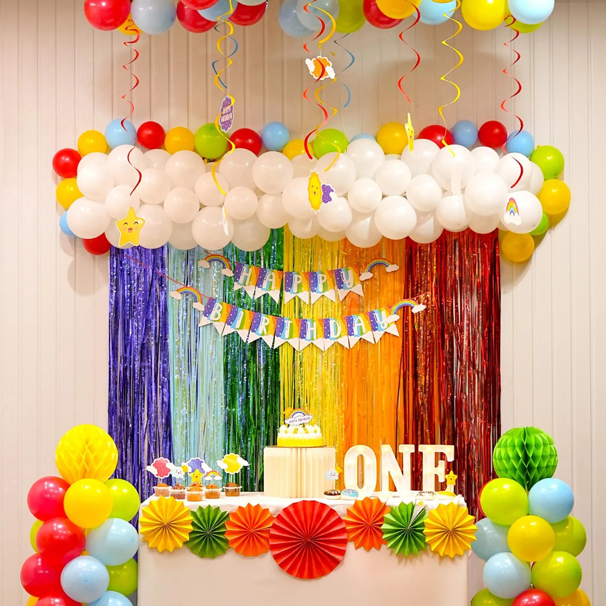 Rainbow Cloud Birthday Setup