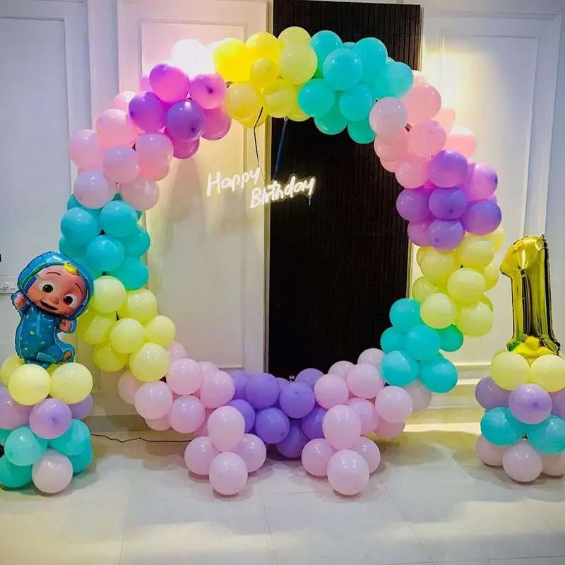 Pastel Balloon Circle Arch   1st Birthday Theme with Cocomelon