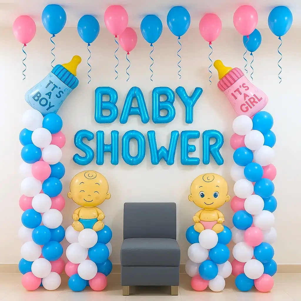 Blue And Pink Baby Shower Welcome Decor