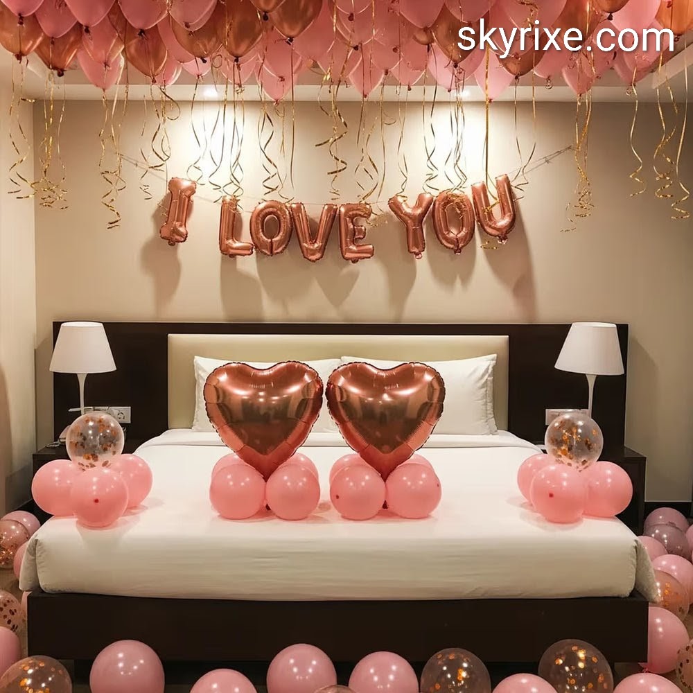 Bedroom Decoration with Ceiling Balloons