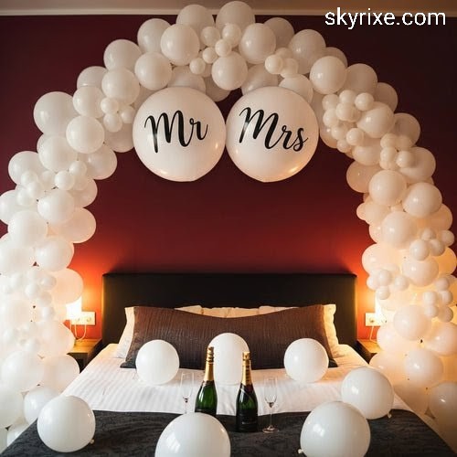Mr And Mrs Balloon Arch Bedroom Decoration