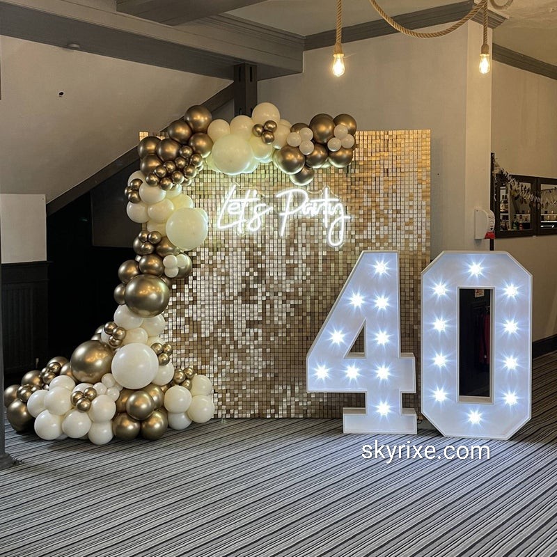 Champagne Balloon Garland Gold Shimmer Wall 40th Birthday