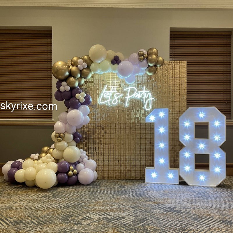 Birthday Gold Shimmer Wall Decoration with Marquee Numbers