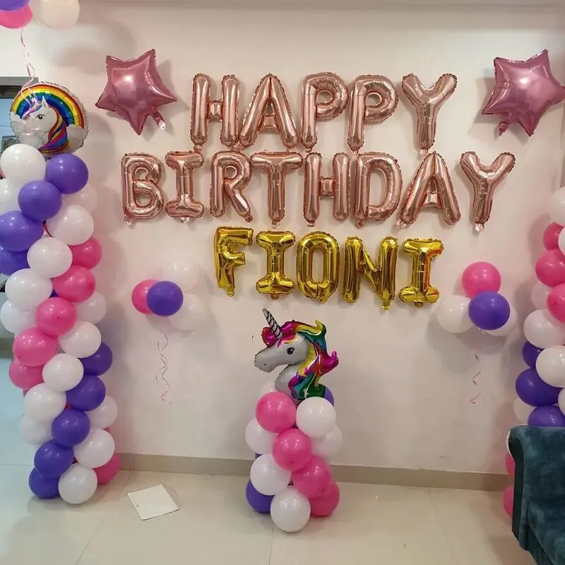 Unicorn Theme Balloon Pillar Setup