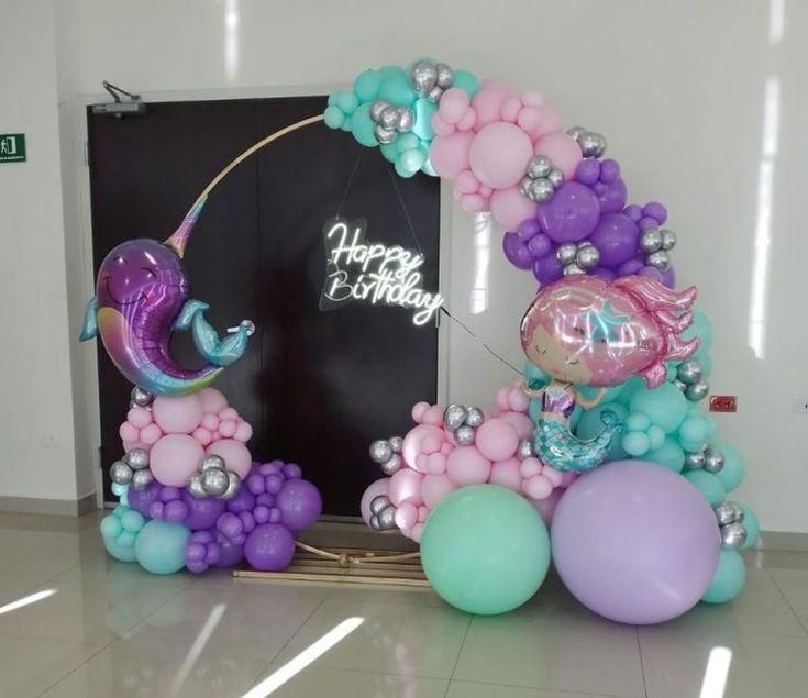 Mermaid And Narwhal Pastel Birthday Backdrop