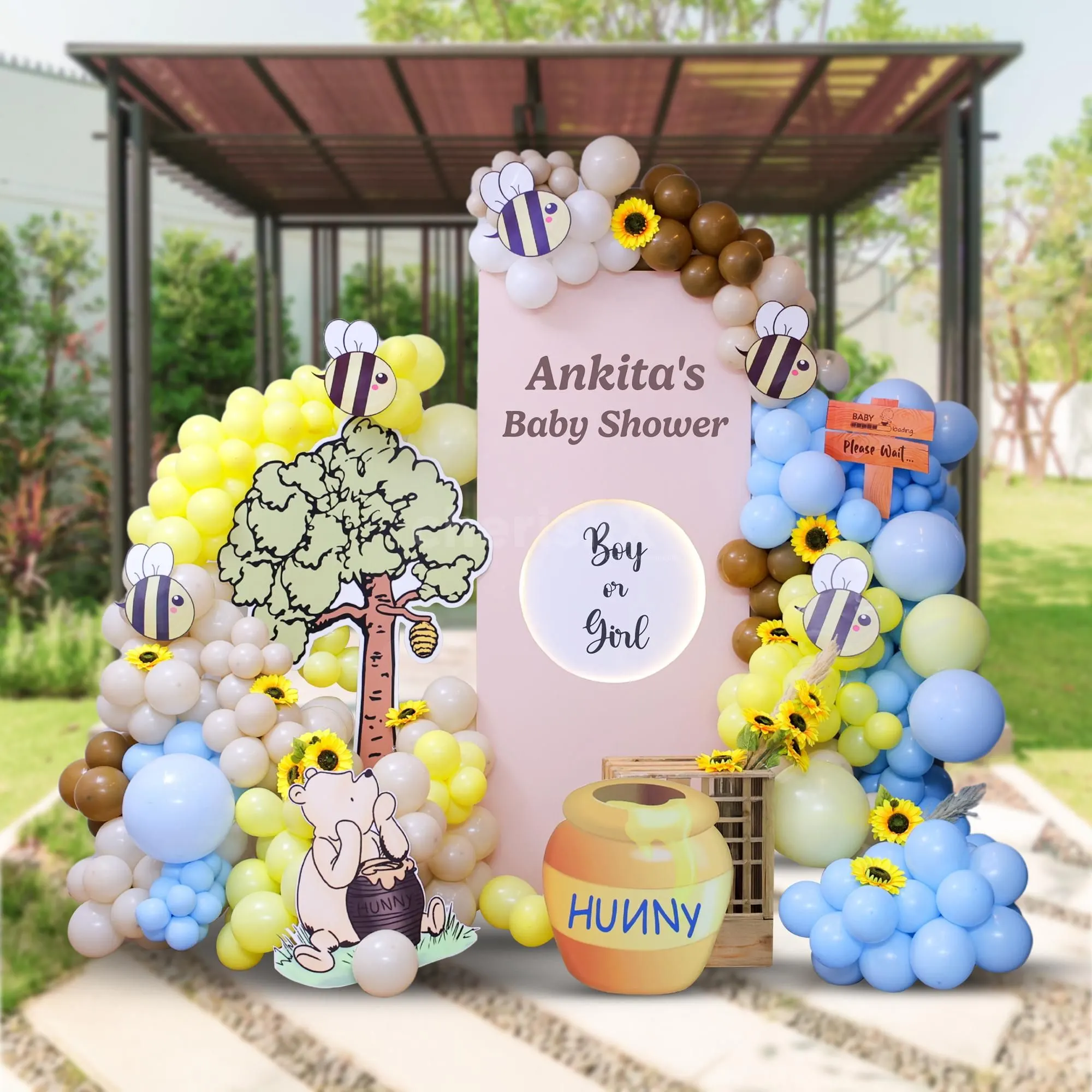 Winnie the Pooh Bee Themed Baby Shower Setup