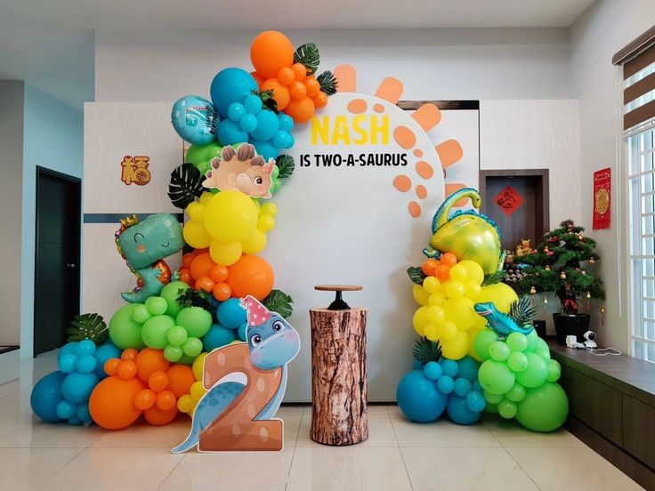 Dino Themed  Two  Saurus  Birthday Backdrop