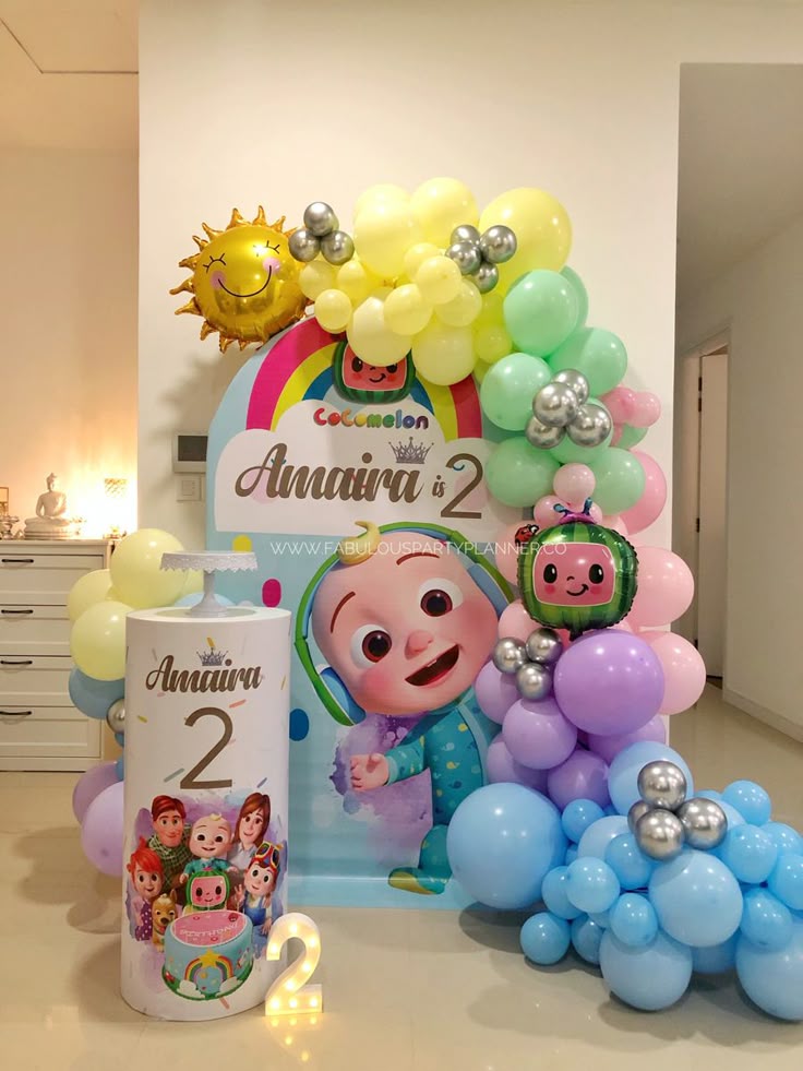 Cocomelon Pastel Rainbow Birthday Backdrop