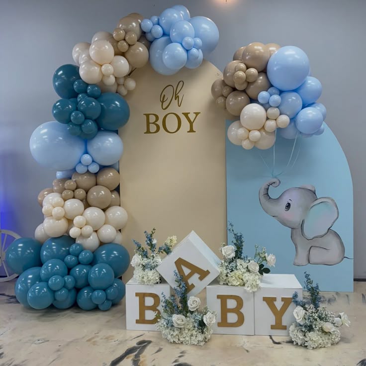 Oh Boy  Baby Shower Elephant Theme