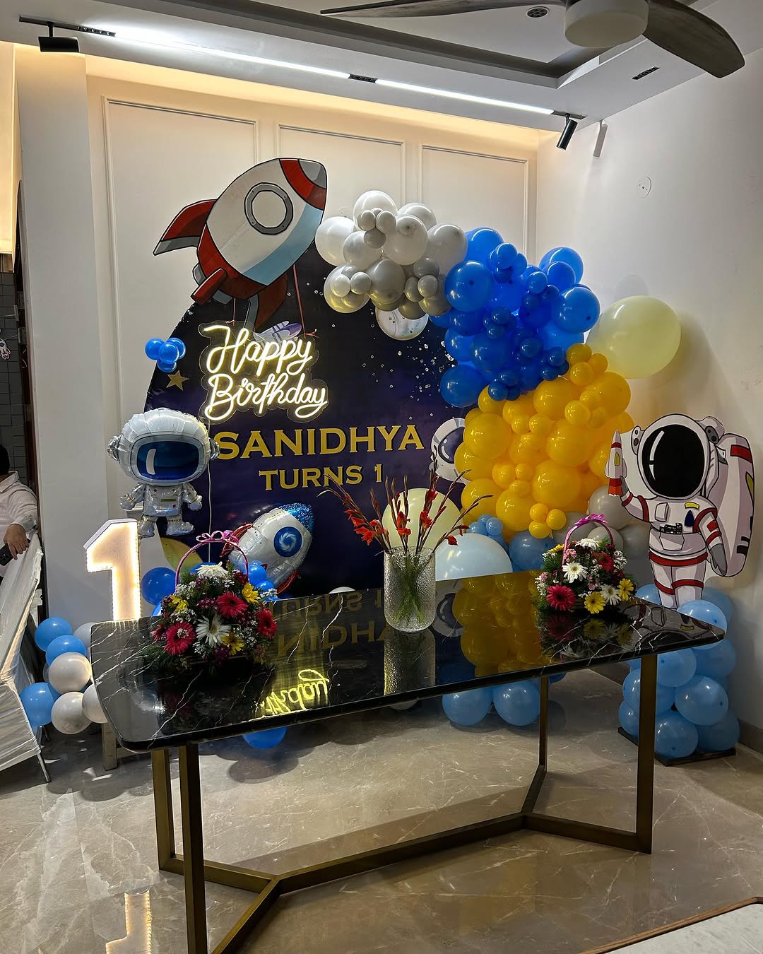 Outer Space Astronaut Birthday Backdrop