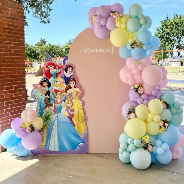 Disney Princess Pastel Themed Birthday Backdrop
