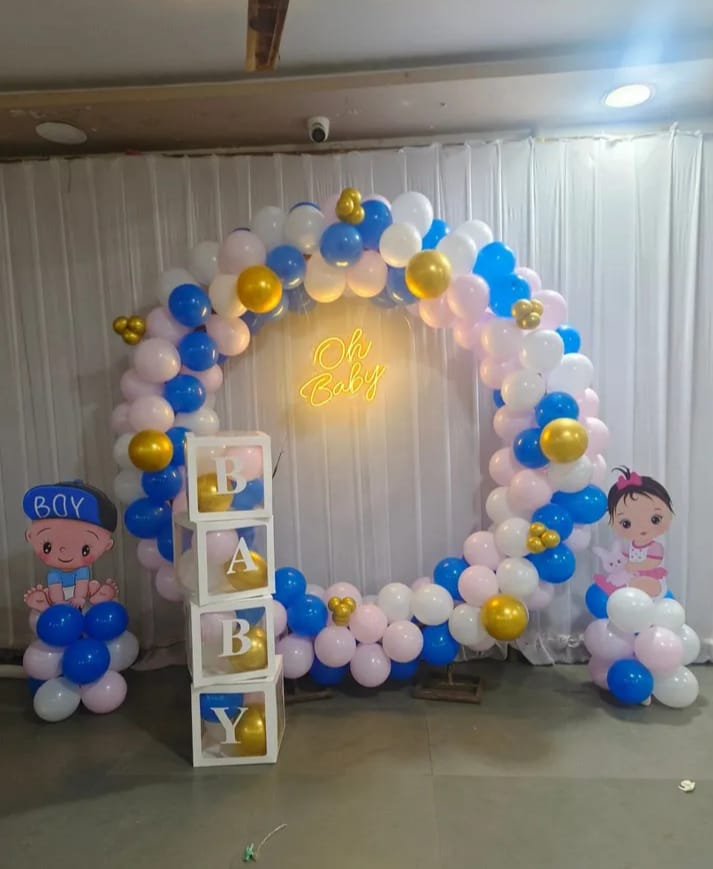 Oh Baby Blue And Pink Gender Reveal Balloon Hoop