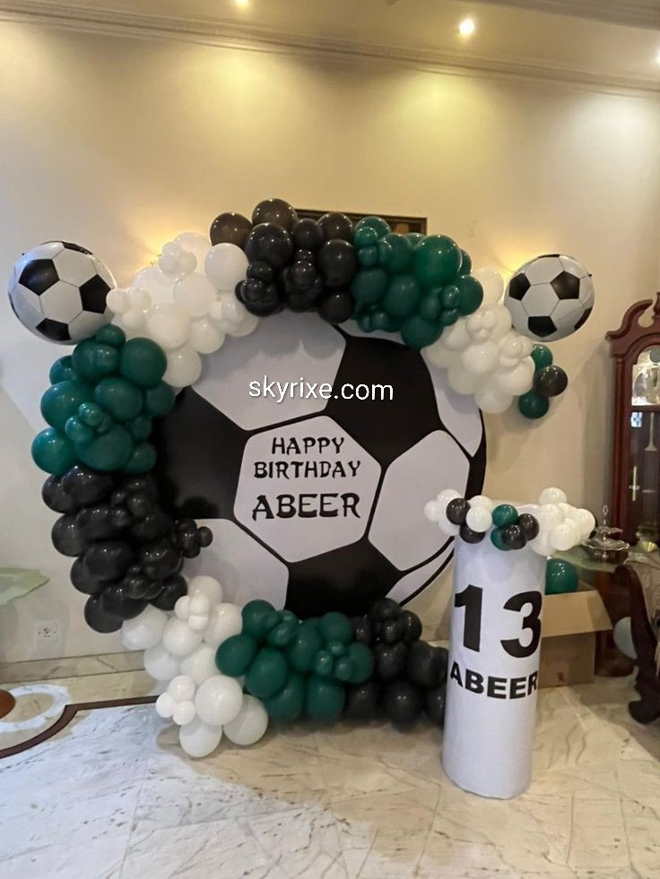 Football Theme Birthday Decoration with Soccer Balloon Arch