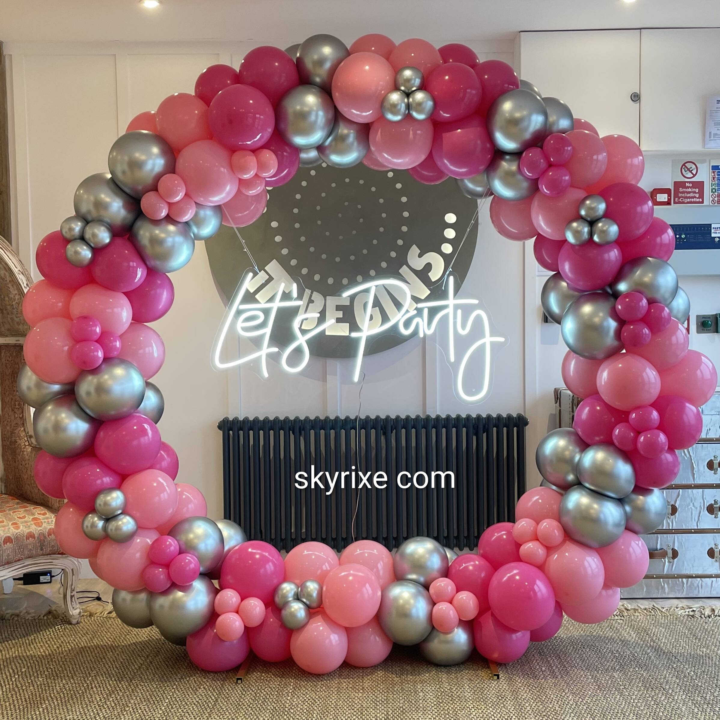 Pink and Silver Balloon Ring Decoration