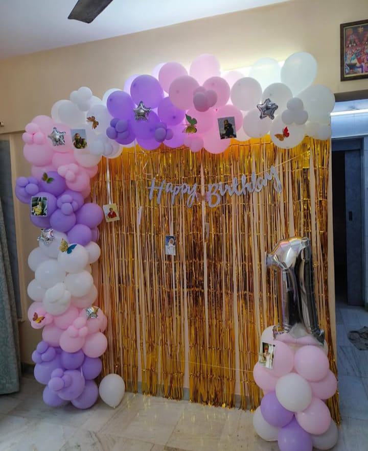 Floral Themed Birthday Backdrop Decoration