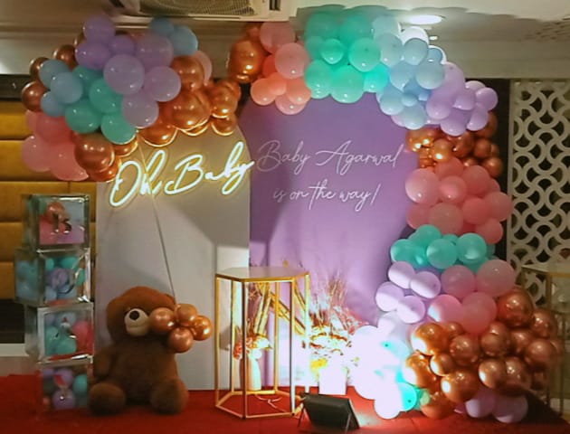 Elegant Pastel And Copper Baby Shower Decor