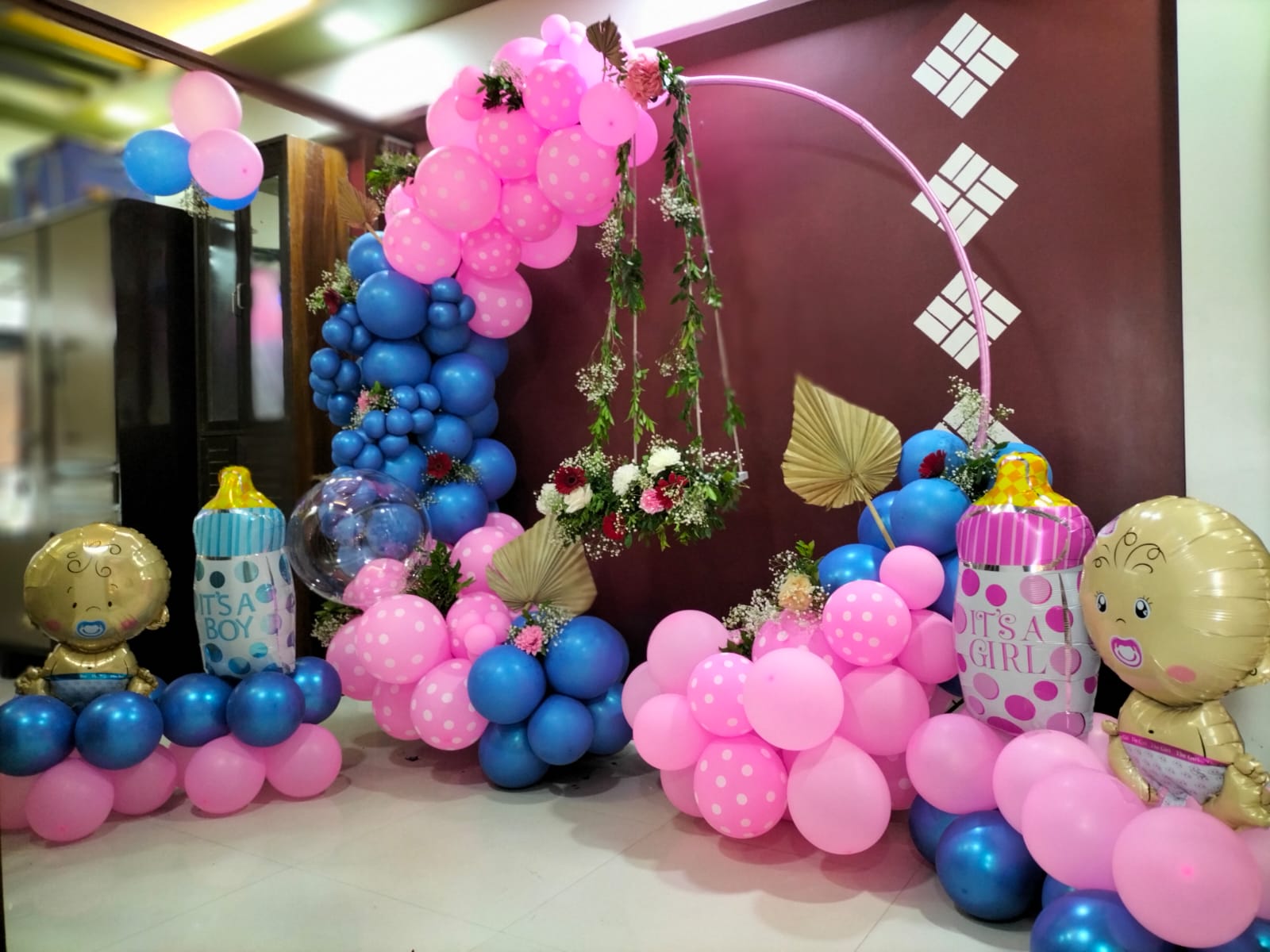 Elegant Baby Shower And Gender Reveal Balloon Arch