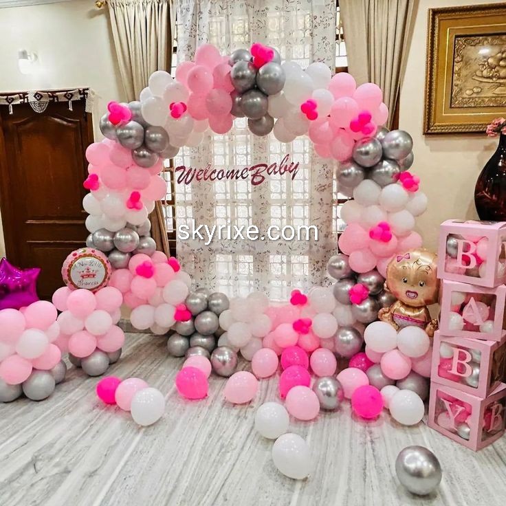 Welcome Baby Balloon Arch Decoration with BABY Boxes