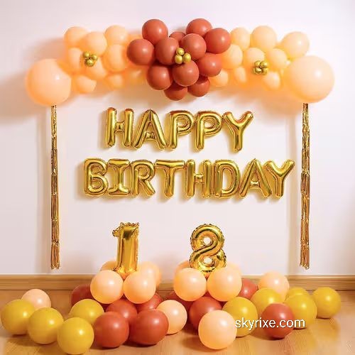 Peach Gold Birthday Decoration