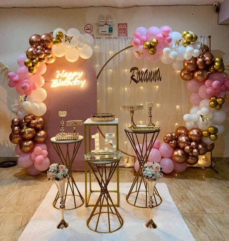 Elegant Quinceanera  Sweet 15 Balloon Backdrop