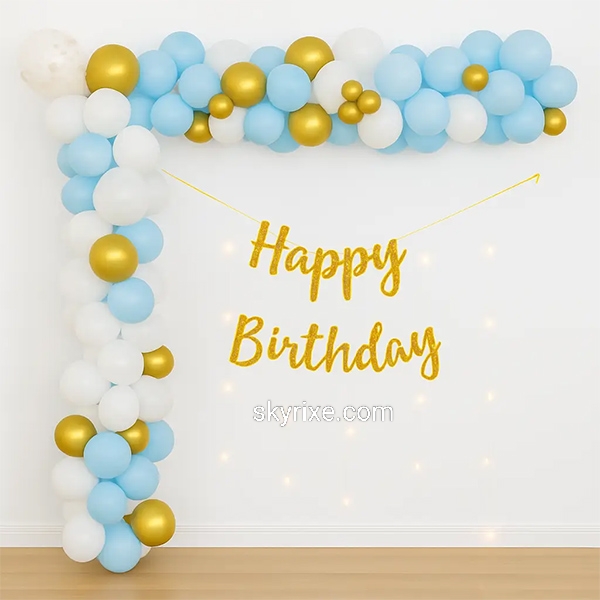 Blue and Gold Birthday Balloon Decoration