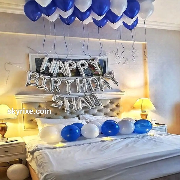 Blue Ceiling Balloon Birthday Room Decor