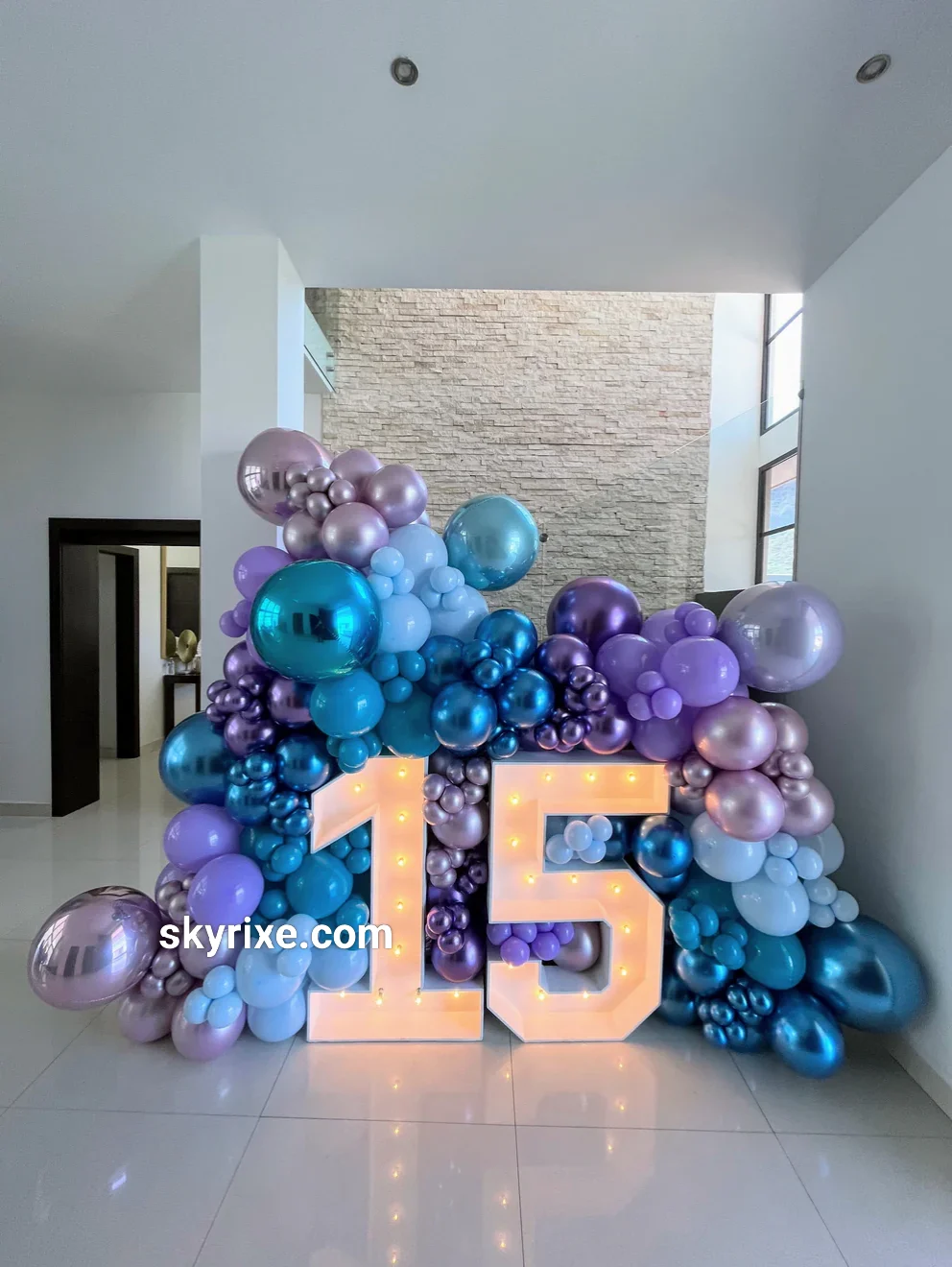 Balloon Wall with LED Marquee Age Numbers