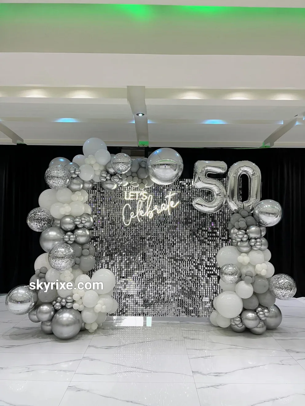 Silver Elegance 50th Birthday Shimmer Backdrop
