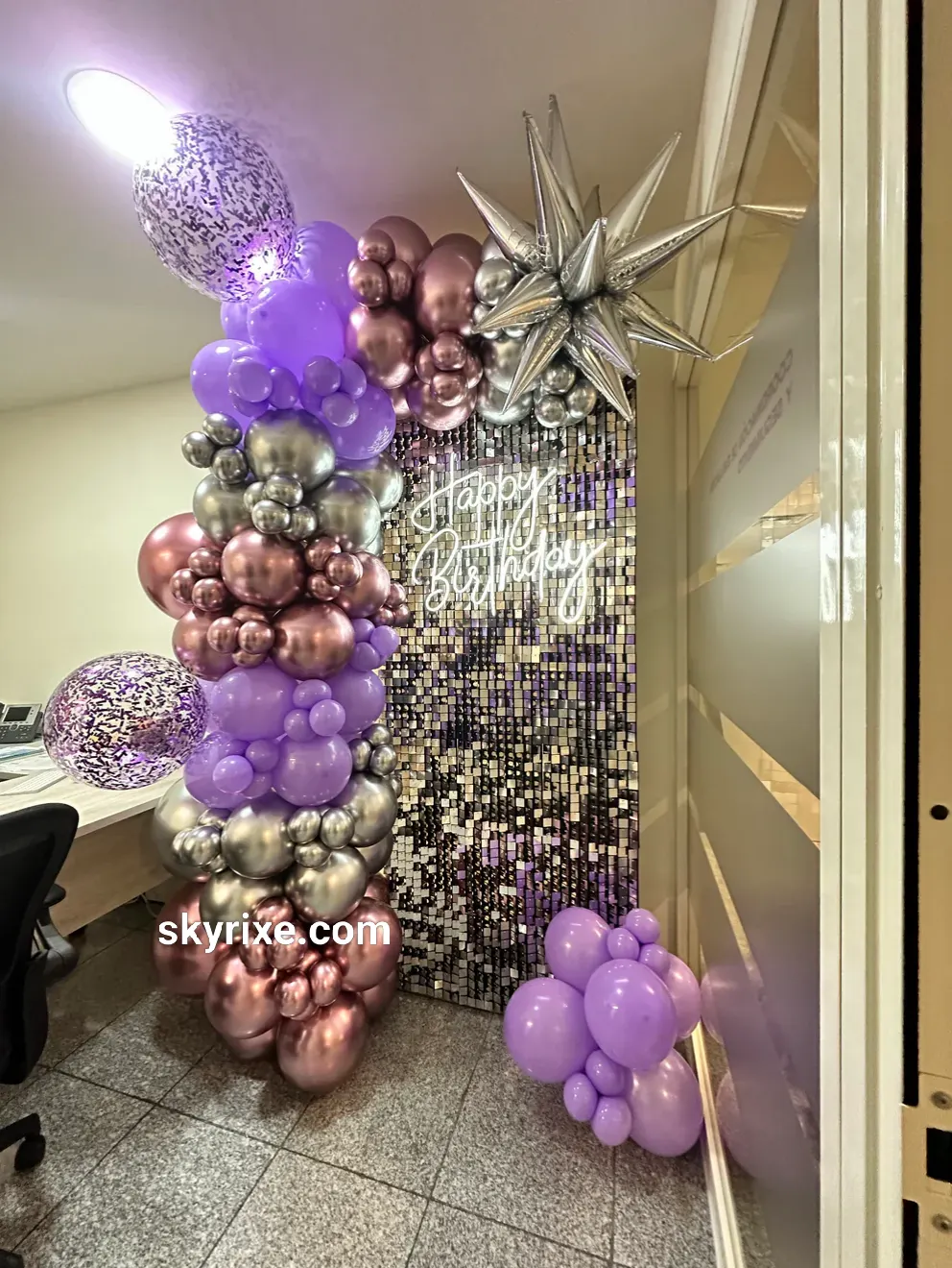 Lavender and Rose Gold Sequin Birthday Decoration