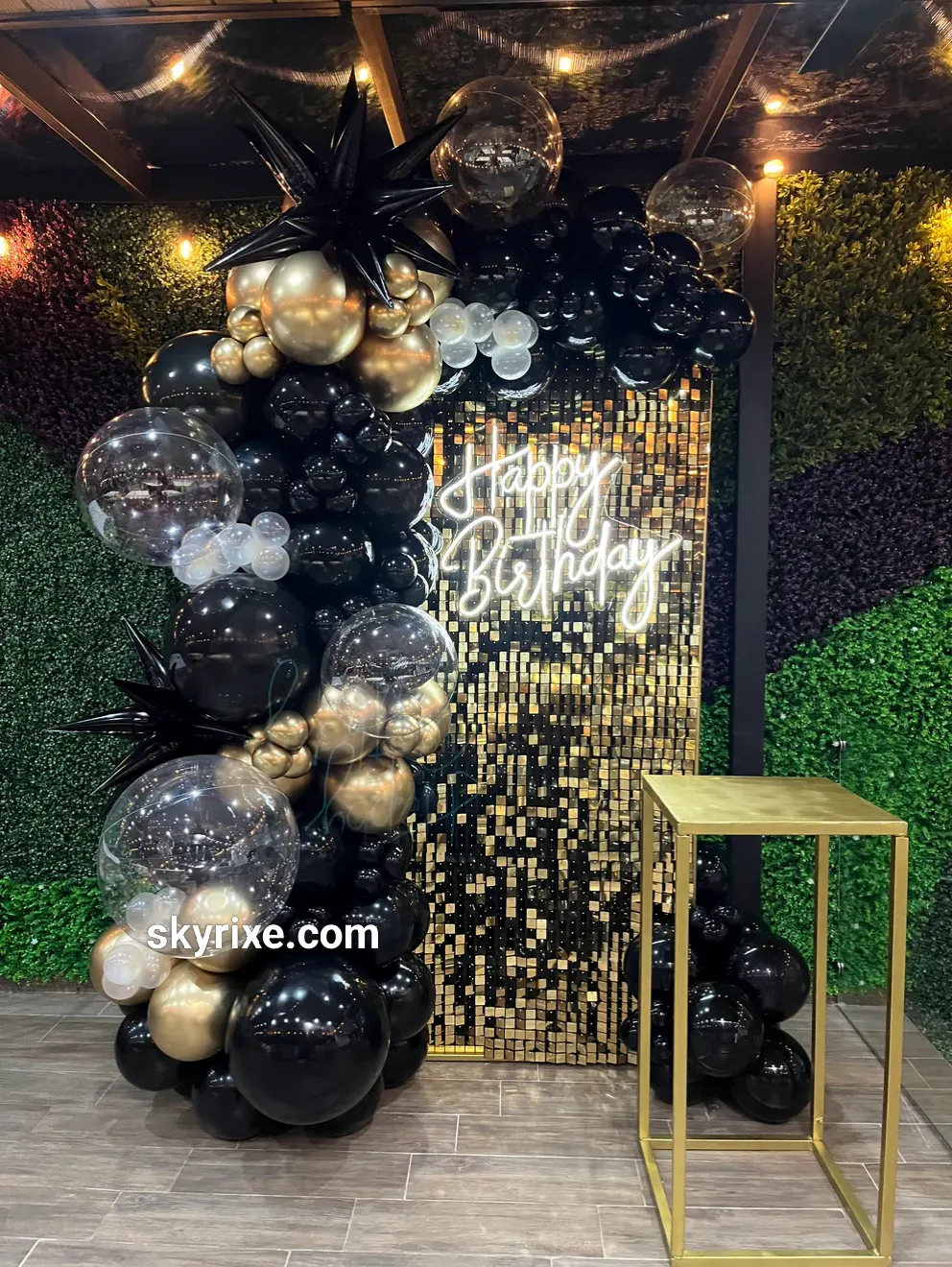 Midnight Black and Gold Luxe Birthday Shimmer Backdrop