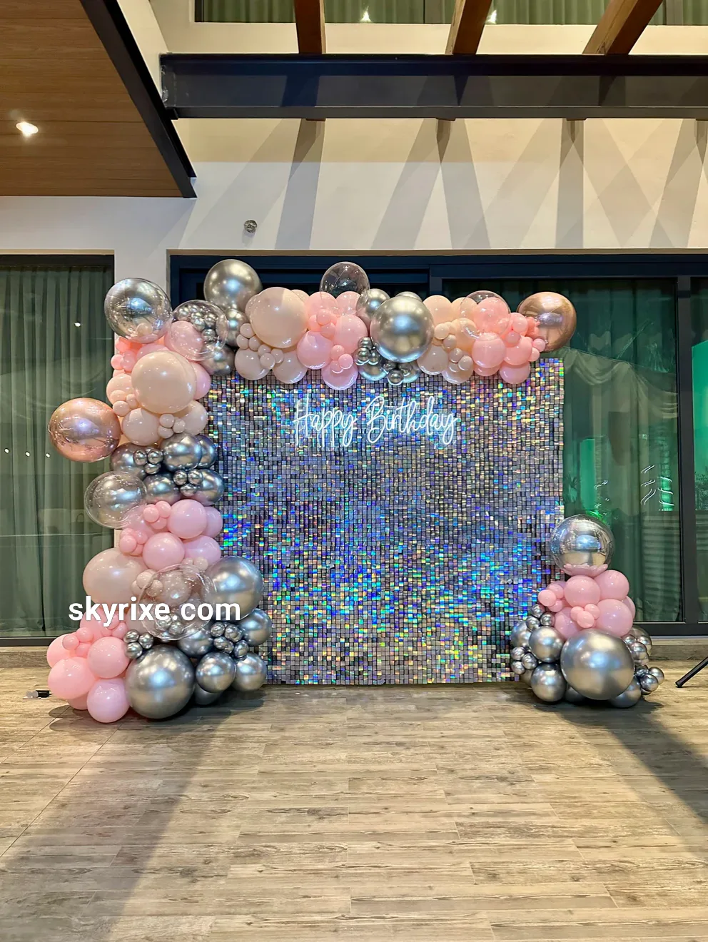 Iridescent sequin shimmer backdrop panel