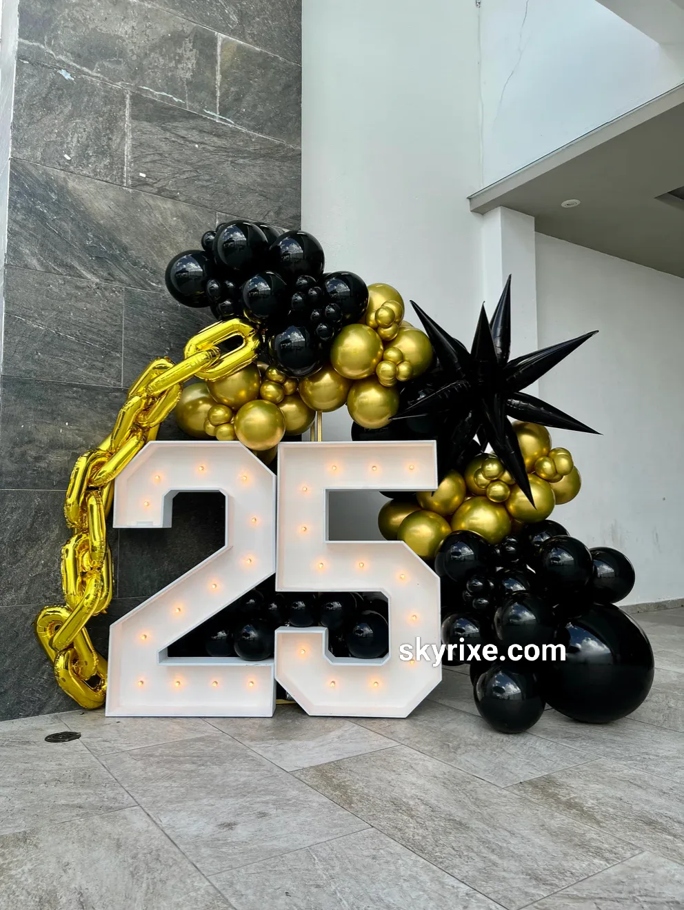 Black and Gold Luxe Marquee Birthday Setup