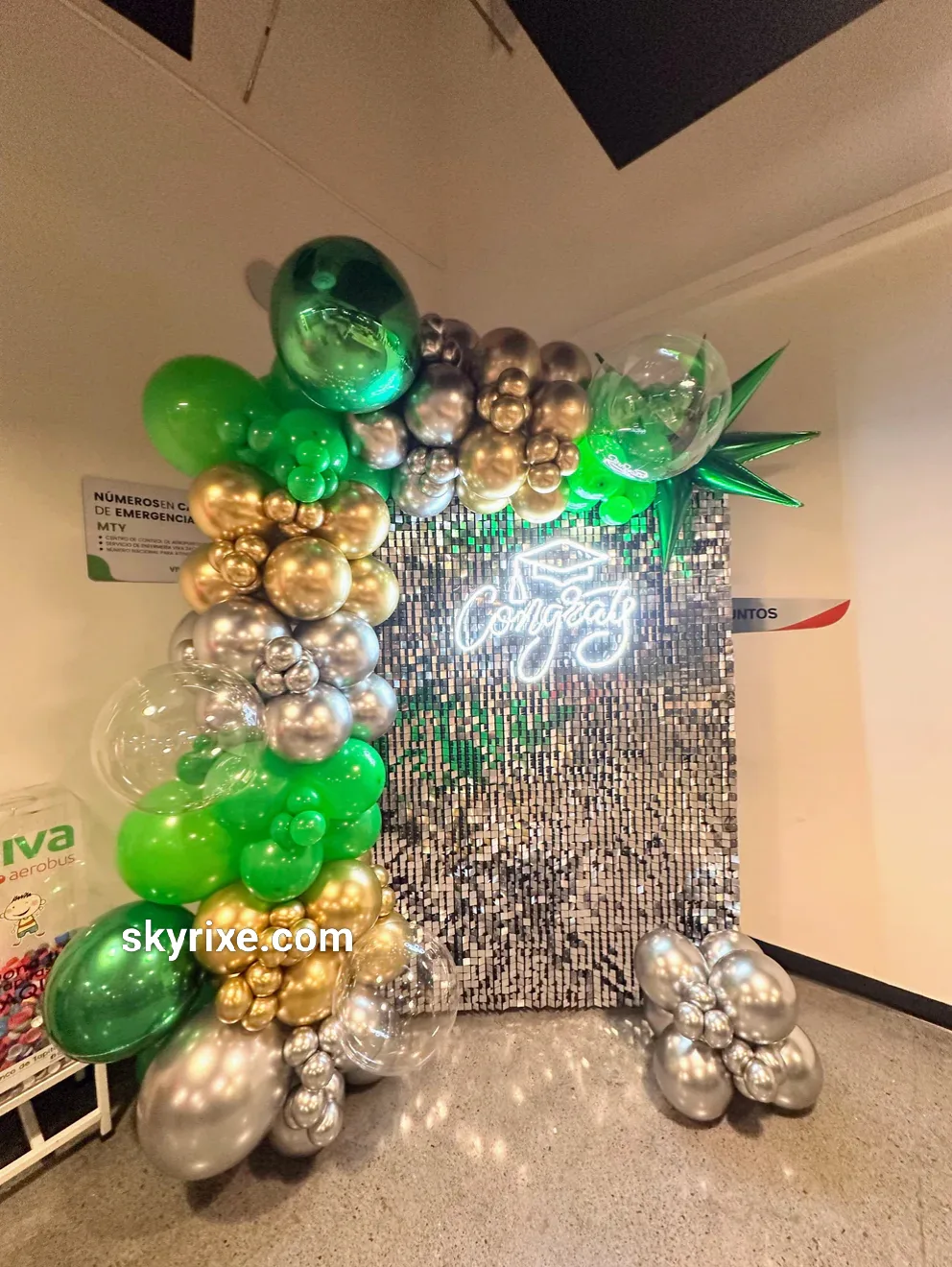 Emerald Gold Congrats Balloon Backdrop
