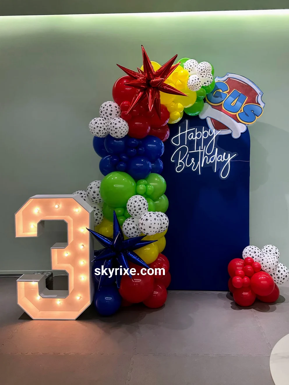 Superhero themed backdrop panel