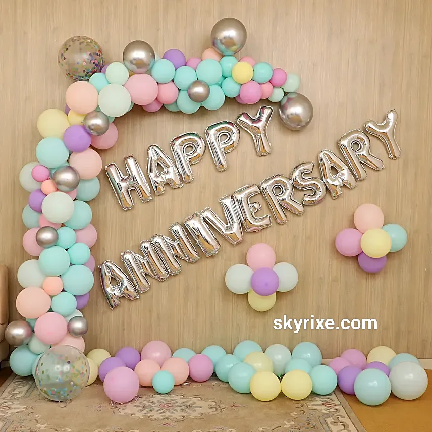 Pastel Anniversary Balloon Arch Decoration