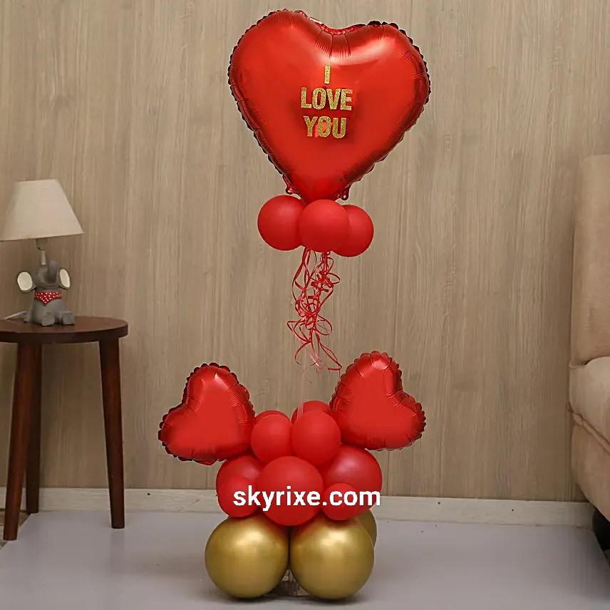Scarlet Love Heart Balloon Bouquet Stand