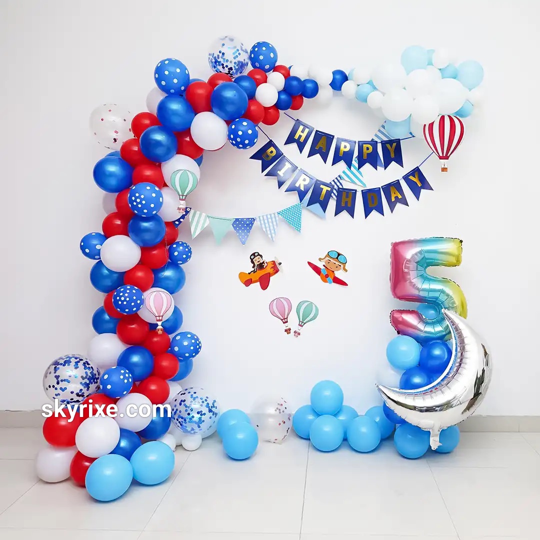 Away 5th Birthday Balloon Arch
