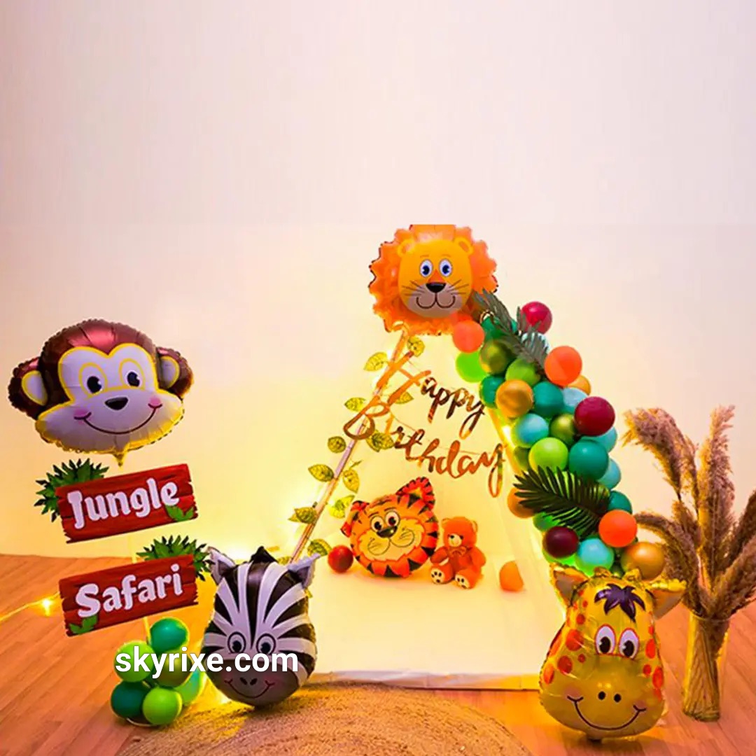 Wild Jungle Safari Teepee Birthday Setup