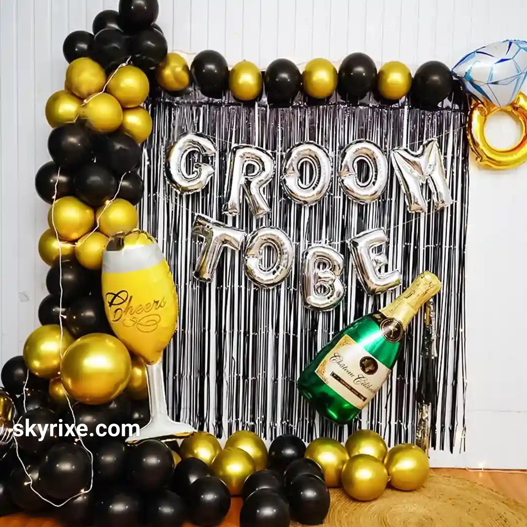 Black Gold Groom To Be Celebration Backdrop