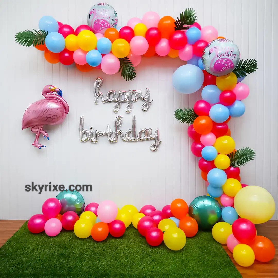 Tropical Flamingo Birthday Arch