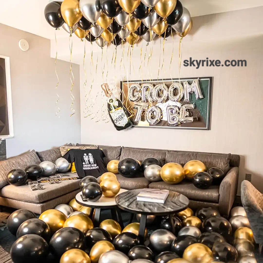 Elite Black Gold Groom Ceiling Surprise Setup