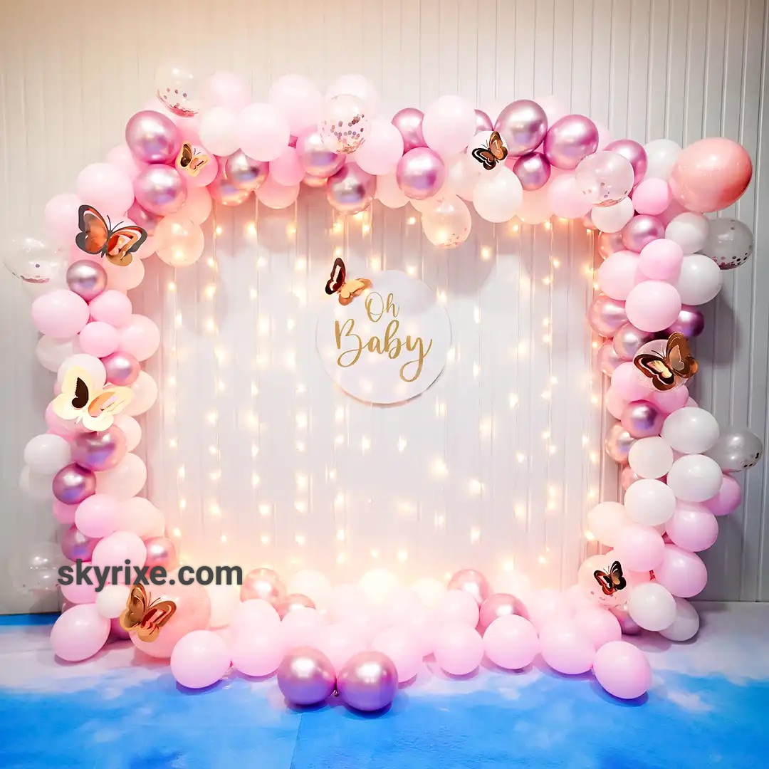 Blush Butterfly Oh Baby Backdrop