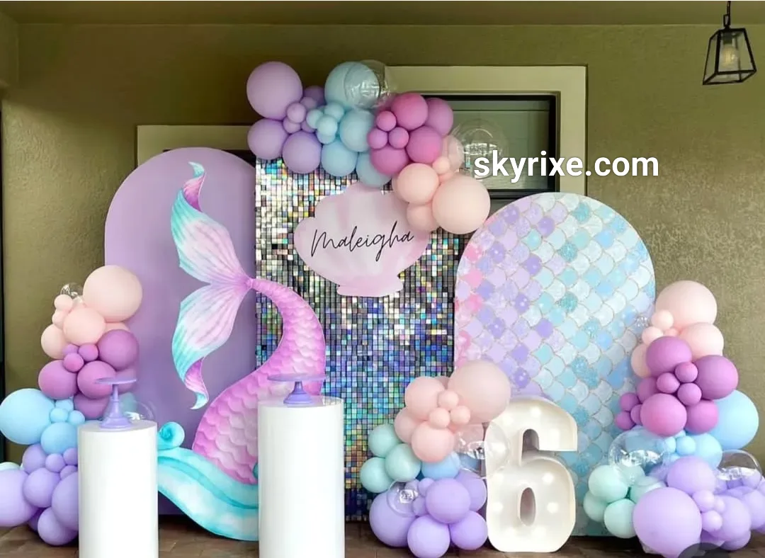 Pastel Mermaid Theme Birthday Decoration panel backdrop